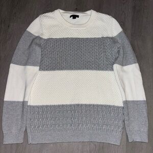 Tommy Hilfiger Gray and White Crew Neck Sweater